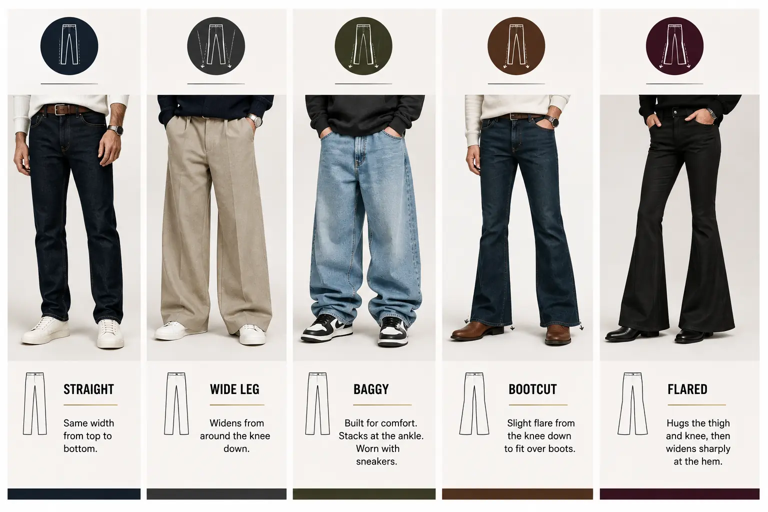 Wide leg vs straight baggy bootcut flared Wide leg vs straight baggy bootcut flared