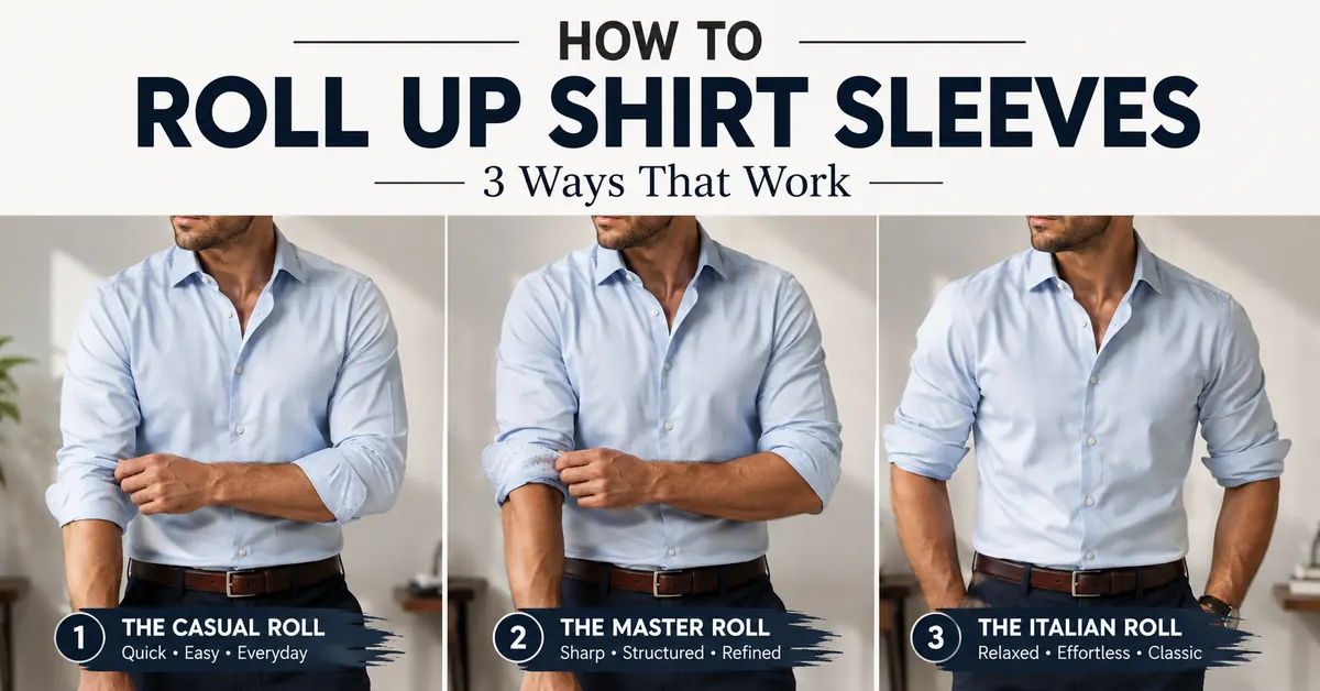 How to roll up shirt sleeves in three ways
