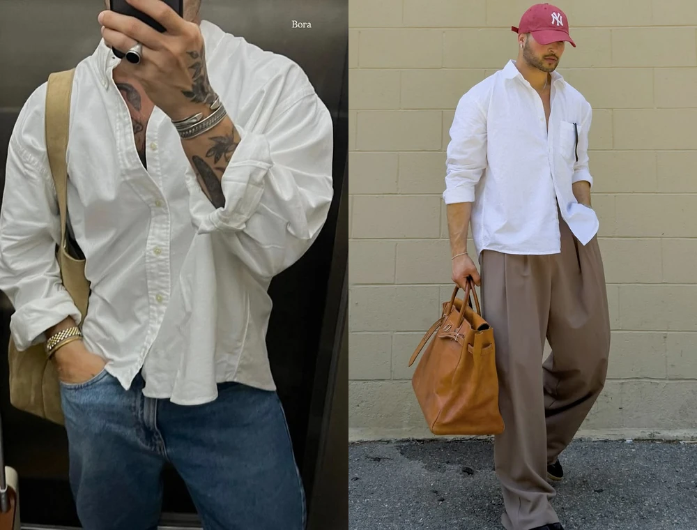 white shirt with wide leg trousers outfit for men white shirt with wide leg trousers outfit for men