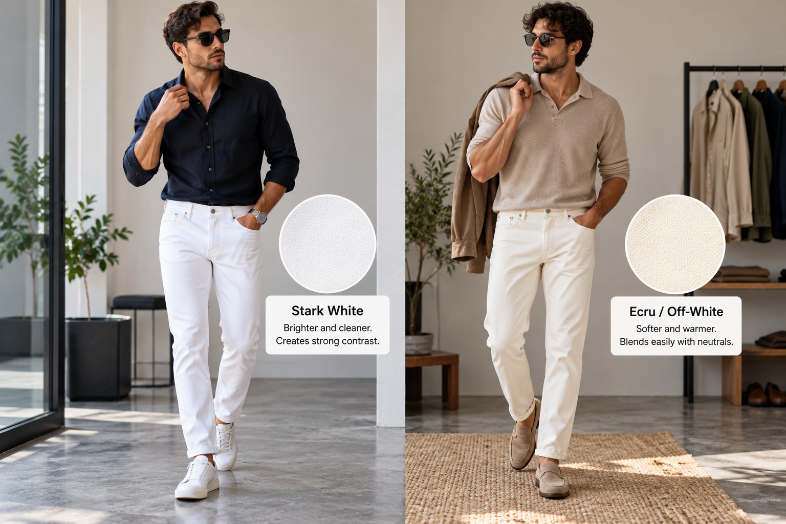 Stark or ecru off white jeans men's