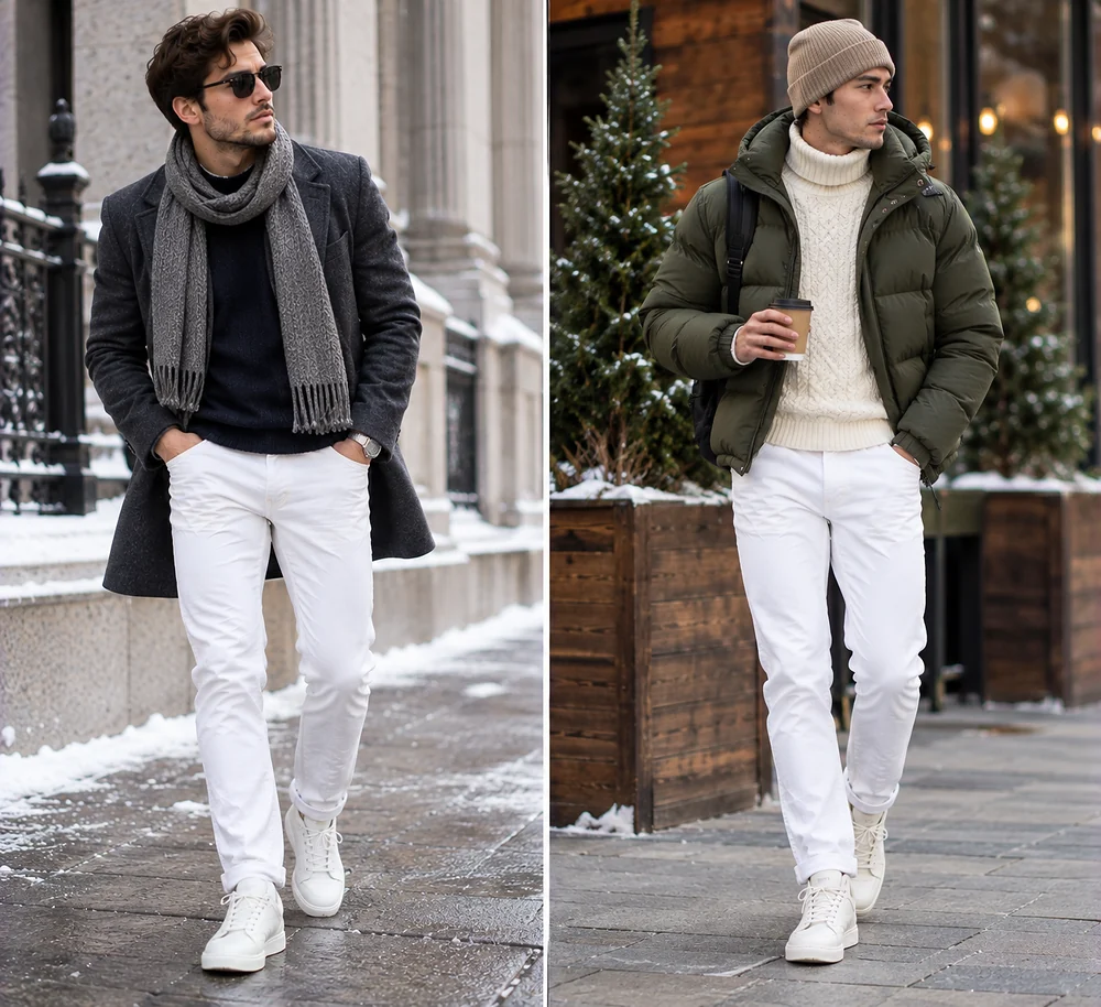 White Jeans Winter Outfits For Men White Jeans Winter Outfits For Men