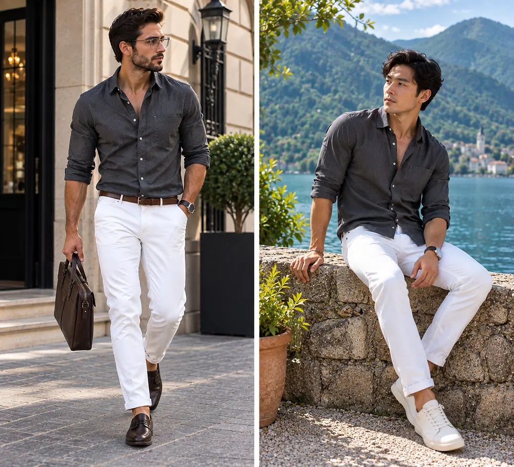 dark grey shirt with white jeans dark grey shirt with white jeans