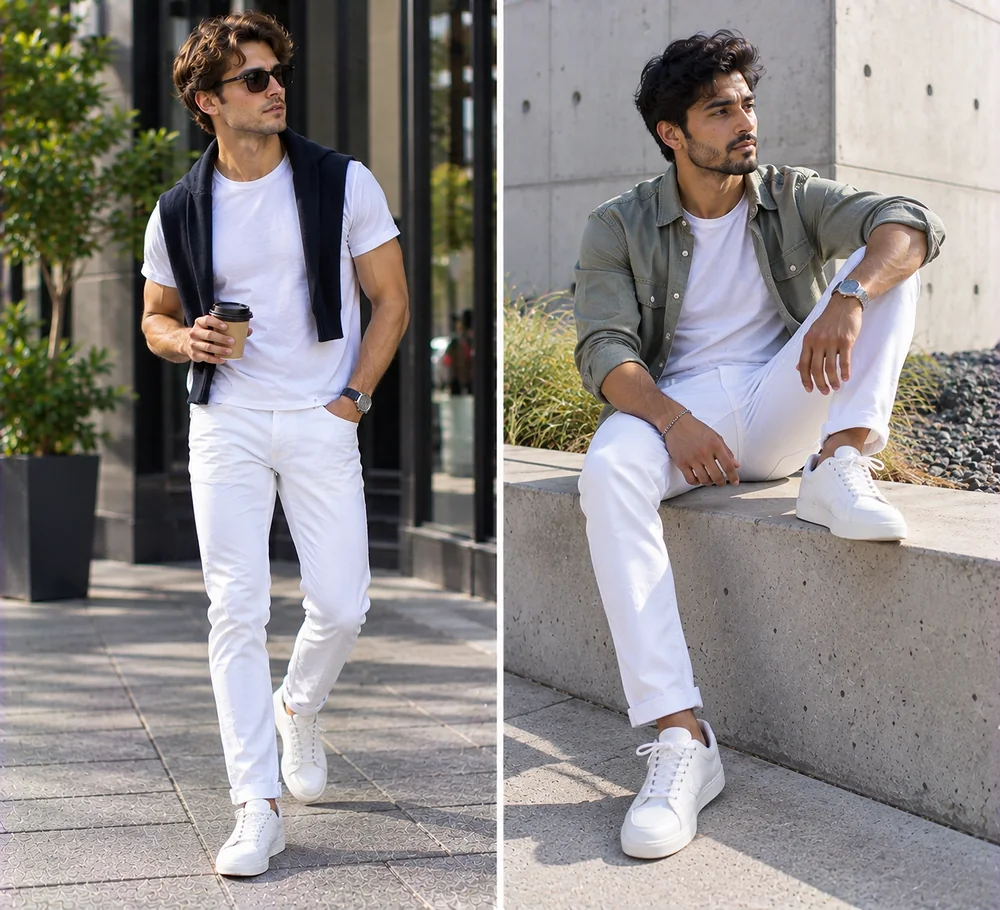 white sneakers with white jeans for men white sneakers with white jeans for men